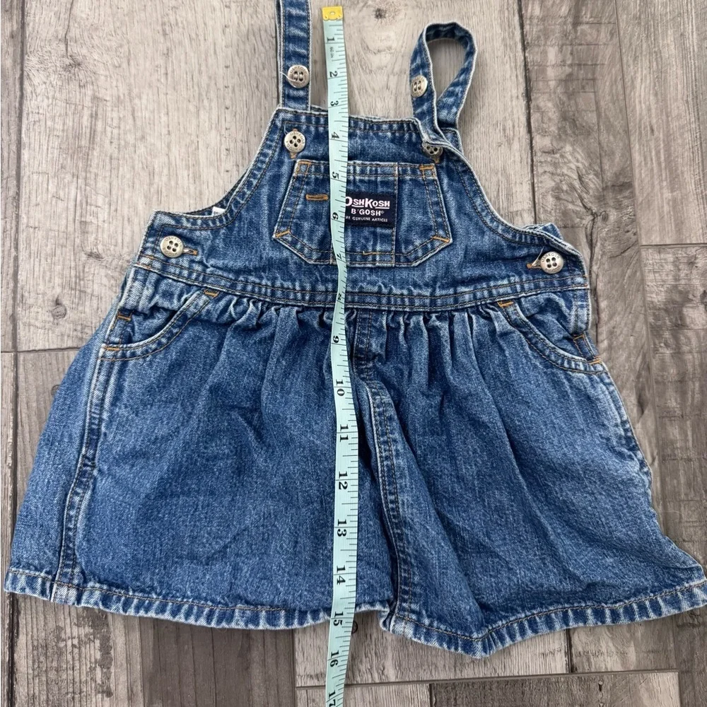 Osh Kosh BGosh Denim Pink Tag Skirt Overalls Dress Kids Toddler Vtg Vintage 6-9